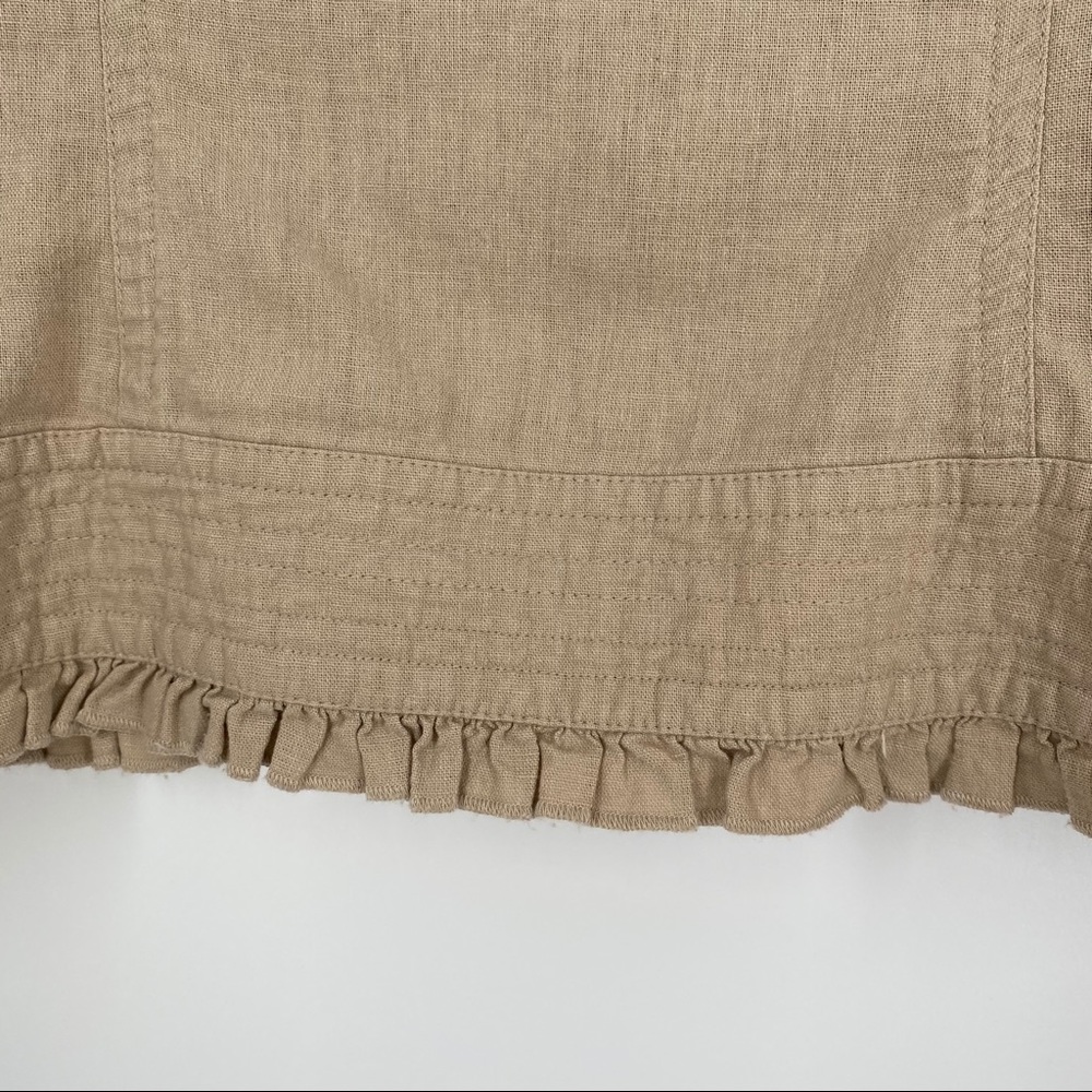 Tribal Linen Ruffle Jacket Tan Size 12 - Picture 7 of 7